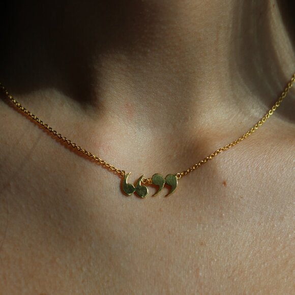 925 Sterling Silver Quote Statement Necklace –18k Gold Plated Great for Layering - Picture 3 of 9